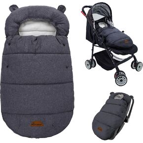 Universal Footmuff for Stroller, Baby Bunting Bags, Winter Windproof Warm Pram Footmuffs, Water Resistant Sleeping Bag with Hood for Strollers, Pushchairs, Prams, Car Seat, 35.4"*20.5"