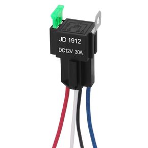 2 Pack Fuse Relay Switch Kit, 12V 30A, 4 Pin SPST, 30A Switch Harness Set, Automotive Electrical Relays with 14 AWG Hot Wires (2)