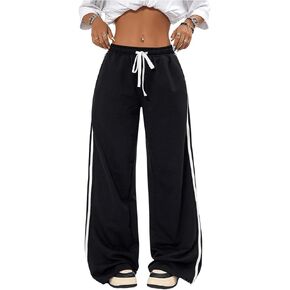 SHENHE Girl's Drawstring Baggy Sweatpants Stripes Elastic Waist Loose Pants with Pocket