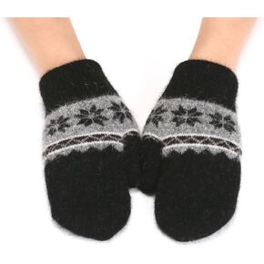 قفازات محبوكة دافئة للأطفال بطبقة مزدوجة للفتيات والأولاد قفازات شتوية خارجية للأعمار من 7 إلى 14 عامًا in Kuwait