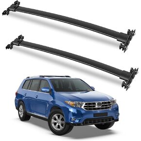 Roof Rack Cross Bars Aluminum Compatible for 2008-2013 Toyota Highlander Factory Rooftop Luggage Cargo Carrier Bars Rack crossbars for Snowboard Skiboard 165LBs Load Capacity