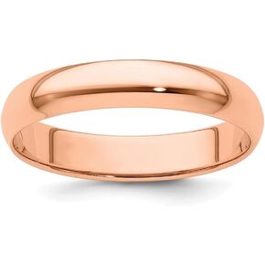Diamond2Deal 14k Rose Gold 4mm Lightweight Half Round Wedding Band Ring Size 5 to 14