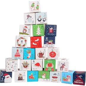 ysmile Christmas Advent Calendar 2024, DIY 25 Empty Christmas Countdown Box for Gift Wrap, 25 Days Number Xmas Holiday Dec