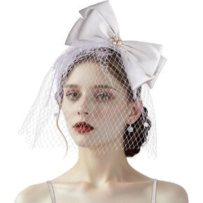 CROWN GUIDE Fascinator Headband Hat Bows Feather Wedding Tea Party Church Headwear Cocktail Hats for Women Kentucky Derby