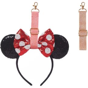 2Pcs Mouse Ear Holder for Backpack Bag Glitter Headband Holder Lanyard Strap Keychain Accessories Organizer
