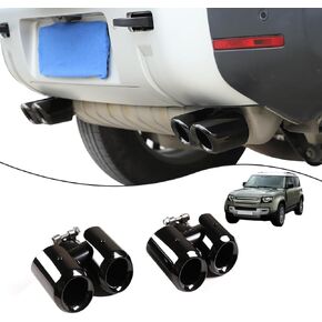 Stainless Steel Car Exhaust Pipe Noise Canceller Cover Stickers for Land Rover Defender 90 110 2020-2024 Auto Pipe Throat Exhaust Outputs,Tail Throat Vent Decorative Accessories (Black)