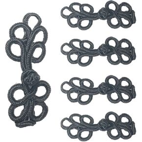 10PCS Chinese Knot Buttons 8cm Chinese Retro Rope Braided Five Leaf Fasteners Clothing Buttons Sewing Fasteners for Sweaters Capes Coats Scarf Sewing Ethnic Tang Dynasty Clothing Black
