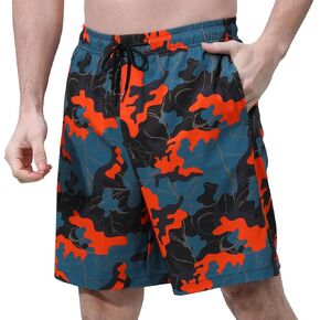Mens 5/7" Ineseam Swim Trunks with Compression Liner 2 in 1 Bathing Suit Swimwear with Zip Pockets UPF50+ Board Shorts