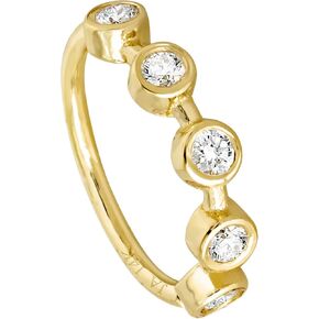 Solid 20G 14Kt White/Yellow Gold Bezel Set 5-Stone Diamond Nose Hoop Ring - Ear Cartilage Ring - April BirthStone Nose Ring Stud