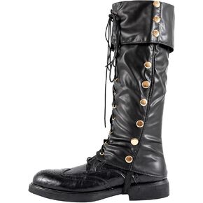 NUMJAW Pirate Costume Boot Covers Adjustable Pirate Boot Covers Jedi Medieval Boot Covers Leather Steampunk Renaissance Boot Covers Costume Leg Boot Covers Costume,Gaiters Knight Warrior Cosplay