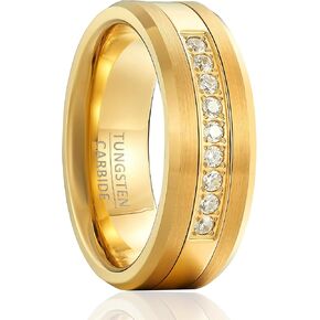 Luxury fashion men's and women's tungsten steel rings, gorgeous palace wide 8mm shining wedding golden rings
