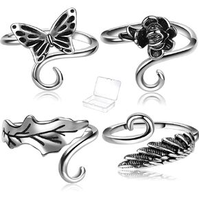 4 Pieces Crochet Ring for Finger Adjustable Yarn Tension Rings for Crocheting Yarn Guide Knitting Rings Crochet Tools