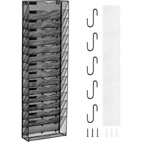 VEVOR Hanging Wall Files Organizer, 3 Pack Single Pocket Mesh Wall File Holder, Metal Wall Folder Organizer with Nametag Label, for Office Home & School
