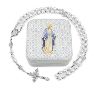 Rosary Beads Catholic for Women, Rosary Necklace Pack in Travel Jewelry Case, Blessed Virgin Mary Rosary Beads Kit Catholic Gifts for Girls First Communion, Baptism