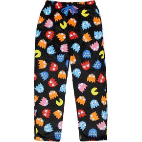 Pac Man Men's AOP Game Ghosts Adult Plush Fleece Lounge Sleep Pajama Pants with Pockets and Adjustable Elastic Waistband