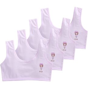 Training Bras for Girls Seamless Bralettes Sports Vest Thin Soft Breathable Seamless Bras Girls 8-14 Age, 4 Pack, 4pcs