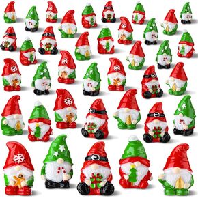 80 Pcs Christmas Mini Gnomes Figurines Christmas Resin Gnomes Holiday Mini Gnomes Fairy Resin Statues Xmas Table Miniature Gnomes Table Centerpiece for Mantel Shelf Table Home Party Gift