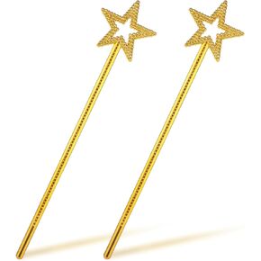 Molain 2Pcs Princess Magic Wand, Fairy Wand Glitter Star Wand for Costume Props Cosplay Birthday Party Supplies Deco