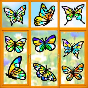 Zonon 9 Pieces Spring Crafts for Kids, Summer Suncatcher Kit Butterfly Suncatchers Tissue with 12 Colors Large Tissue Paper Art Craft DIY Window Art Party Favors