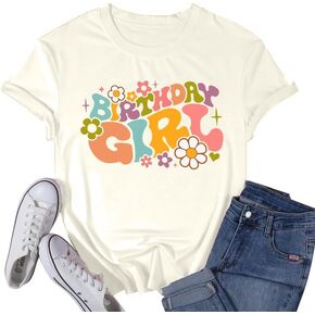 Birthday Girl Shirts for Women: Birthday Squad Tshirt Cute Birthday Party Shirts Short Sleeve Casual Birthday Gift Tee Tops