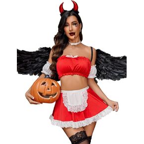 Avidlove Sexy Maid Lingerie for Women Cosplay Lingerie Set Contrast Lace Maid Costume Set(5pack)