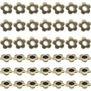 GSHLLO 200 Pcs 5mm Flower Shaped Eyelets Small Craft Eyelets Bag Sewing Grommets Metal Grommet Eyelets Fabric Clothing Eyelets for Shoes Clothes Bronze