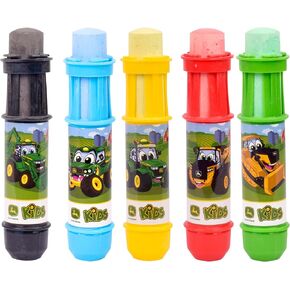 Sunny Days Entertainment, LLC. John Deere Chalk Holders - Washable Sidewalk Chalk | 5 Chalk Holders | 5 Jumbo Colored Chalk | Indoor and Outdoor Toy for Kids and Toddlers