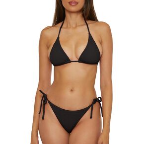 Lucky Women's Sky Above Sand Textured Triangle Top Side Bottom Bikini Set, Adjustable, Tie Back, Two Piece Swimsuits