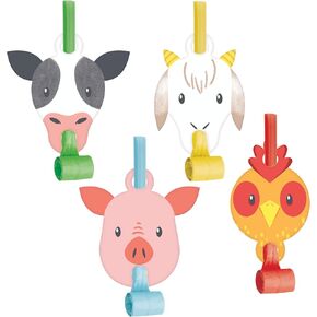 Farm Animals Party Blowers, 8 Count