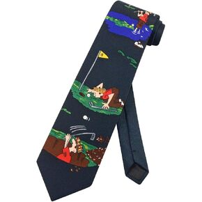 Golf NeckTie Golfer in Action on Golf Course Mens Neck Tie
