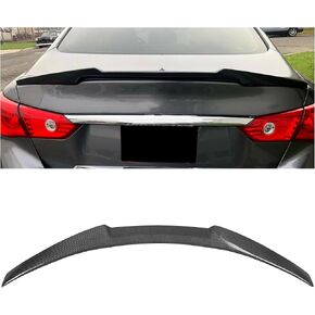 ECOTRIC Rear Trunk Spoiler Wing Lip Compatible with 2014-2024 Infiniti Q50 Sedan M4 Style Duckbill Spoiler Tail Wing Rear Trunk Lid Winglet Carbon Fiber Painted