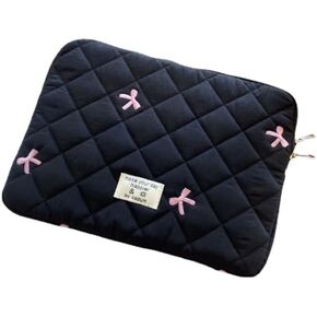 Cute Bow Graphic Carrying Laptop Bag Y2K Preppy Laptop Sleeve Case Bag Kawaii Pad Computer Protect Case Pouch (13-14 inch,Black)