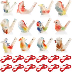 Hedume Set of 12 Ceramic Bird Whistles, Bird Water Whistles, Bird Call Whistle for Water, Birthday Gift, Easter Gift