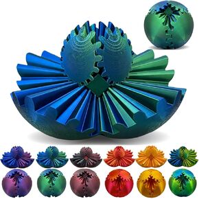 Gear Ball - 3D Printed Gear Ball Spin Ball or Cube Fidget Toy, Gear Sphere, Gear Ball Fidget Toy, Stress Ball, GearSphere Desk Toy, Fidget Ball, Gear Toy for Stress and Anxiety Relaxing (D)