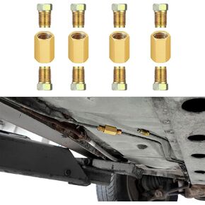12Pcs 3/8 Inch-24 Threads Brake Line Fittings Assortment for 3/16' Brake Line Tube, Automotive Replacement Brake Fittings, Brake Line Fitting Kit Includes 4PCS Brake Line Unions and 8PCS Nuts