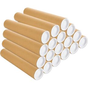 18 Pack Mailing Tubes with Plastic Caps, 2" x 12" Heavy Duty Cardboard Mailers Poster Tube for Shipping, Mailing and Storage of Blueprints, Artwork, Document , Crafts, Long Art Holder