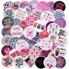 MUBYOK 3inch Pack of 100 Freshie Cardstock Cutouts Round for Car Freshies Supplies,Aroma Beads and Circles Freshies Silicone Molds Accessories, MAMA, Western, Funny Quote, Cow, Smile,Coffee,Bow
