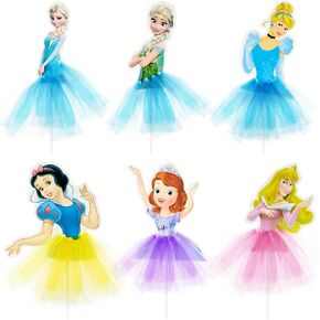 6 Pieces Princess Cupcake Toppers, Girls Birthday Princess Cake Topper Decoration for Baby Shower, Princess Theme Bday Party