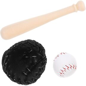 Toyvian Dollhouse Accessories Miniatures Sports Baseball Kits Bat Glove Ball Set Miniature Baseball Kit for Mini House Sport Fairy Garden Cake Topper Decoration Brown