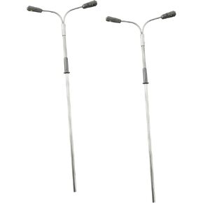 LQ Industrial 2PCS Sand Table Architecture DIY Technology Model Double Head Stainless Steel Tube Street Light B3/H 140mm Positive White Light for Teaching Photography Train Model Layout