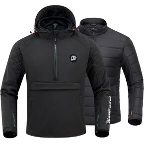 IRON JIA'S Motorcycle Jacket with CE Armor, Winter Warm Hoodie for Cold Weather Riding with Removable Liner M