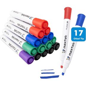 maxtek Black Dry Erase Markers, 16 Count Chisel Tip Markers Dry Erase, Low Odor White Board Markers, Perfect for School, Offices, Home