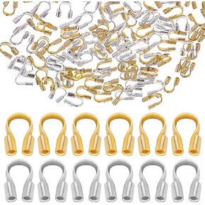 100Pcs Wire Guardians for Jewelry Making, Plated Brass Metal Wire Cable Protector U Shape Wire Guard Loops for Earring Necklace Bracelet Jewelry Jewelry DIY Crafts Making