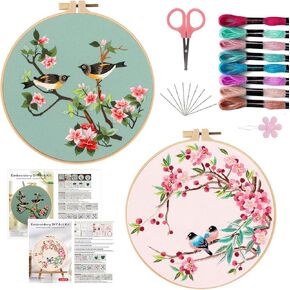 Offizon 3 PCS Embroidery Kit for Beginners - Embroidery Patterns, Embroidery Accessories & Hoop Included, Hand Embroidery Kit for Adults Stitching Sewing Kit Gift | ButterflyB Patterns