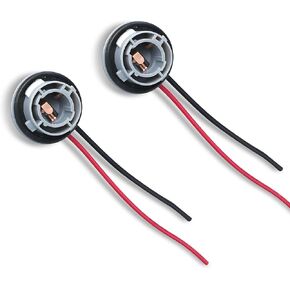 2 PCS Automotive 1156 Turn Signal Bulb Socket Connector, BA15S 180 Degree Pure Copper Terminal and Extension Wire Harness, Insulated Nylon Base, Universal for Cars Bulb Standard Adapter (Gray)