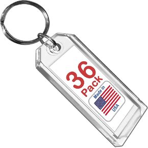 Premium Key Tag 3" Slip-Slot Plastic Heavy Duty (Clear Crystal Color) (36 Pack) (Label and Ring included) (Made in USA)