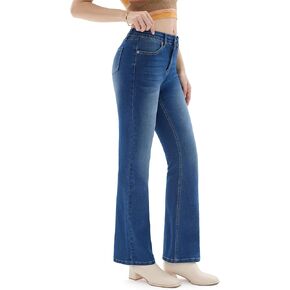 Petite Women's 26"/28"/30" Stretch Flare Jeans High Waisted Curvy Bootcut Denim Pants