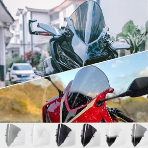 WOOGA Sport Racing High Double Bubble Windshield Windshield Wind Deflector Front Fairing Visor Viser compatible for HO&N&DA CBR650R 2019-2024 (Black Smoke)