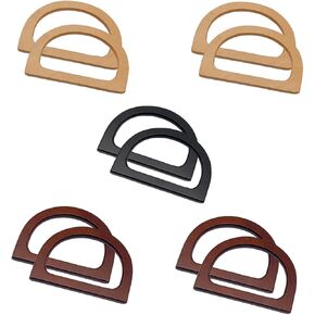 10 Pcs D-Shaped Purse Replacement Handle, Wooden Bag Handles for Handbag Making and DIY Bag 4.64inch/11.8cm