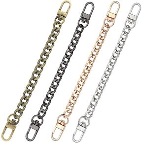 Jakonay 4Pcs Purse Chain Strap 7.9 Inch Shoulder Bag Strap Chain Extender Metal Chain for Purse Accessories for Bags Handles Chain Purse Strap Replacement Crossbody Charm Decoration (4 Color), Black